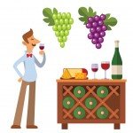 sommelier-in-suite-looking-at-red-wine-in-glass-professional-alcohol-vector-id821517566